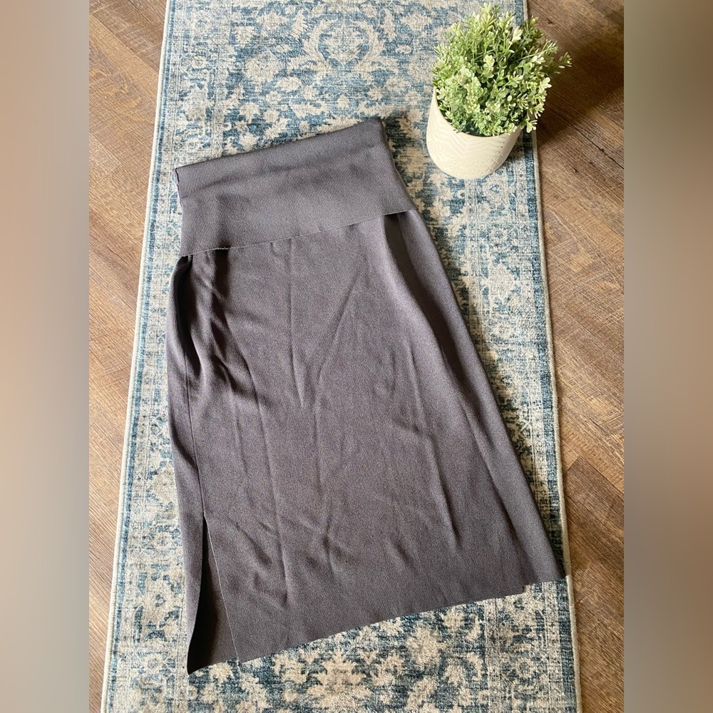 MM Lafleur High Waisted Fold Over Harlem Knit Skirt Charcoal Grey Women’s L